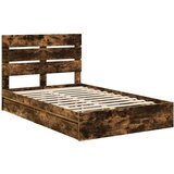  Krevet s od storage s uzglavljem Dimljeni hrast 135 x 190 cm | shoptok.hr