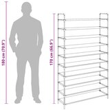  Stalak za cipele s 10 polica od metala i netkane tkanine crni | shoptok.hr