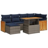 vidaXL Vrtna garnitura - 7-dijelni set vrtnih sofa od poliratana s jastucima crni bagrem - Siva sa spremištem 1 | shoptok.hr