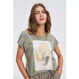 Marisse Olive Printed T-Shirt | Shoptok.si