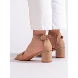 Shelvt Suede beige heeled sandals | shoptok.hr