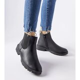 Gemre Black classic casual eco-leather ankle boots Saber u
