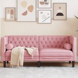 vidaXL Chesterfield sofa s jastucima za 2 osobe ružičasti baršun - Ružičasta 1 Dvosjedi | shoptok.hr