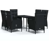  Vrtna jedilna garnitura 7-delna z blazinami črna, (20673258) | Shoptok.si
