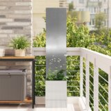 vidaXL Vrtno korito z dekorativno ploščo srebrna 32 x 140 cm | Shoptok.si