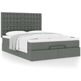 vidaXL Otomanski posteljni okvir z vzmetnico siv 140x190 cm blago | Shoptok.si