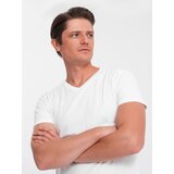 Ombre BASIC men's classic cotton T-shirt with a crew neckline - white