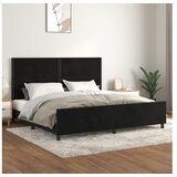  Posteljni okvir z vzglavjem črn 200x200 cm žamet | Shoptok.si