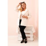 Kesi Włoski Plus Size women's quilted jacket with collar and button light beige | shoptok.hr