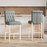  The Living Store Barski stol 2 kosa trden les kavčukovca in blago - Barski Stol, (21500135) | Shoptok.si