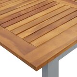 Vanjski Zunanja jedilna miza Siva 180x90x75 cm Jeklo in masivno akacijevo les | Shoptok.si