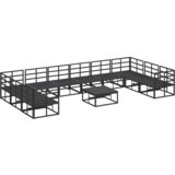 vidaXL Vrtna sedežna garnitura 11 pcs Črna 70 x 70 x 32 cm Aluminij | Shoptok.si