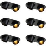 QAZQA Set van 6 inbouwspots zwart GU10 35mm kantelbaar 2-lichts - Installa | Shoptok.si