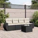 Maison Chic Seti vrtnega pohištva - Vrtna garnitura - Vrtni pohištvo set 5-delna z blazinami črn poli ratan, (21819251) | Shoptok.si