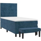 vidaXL Box spring postelja z vzmetnico temno moder 90x190 cm | Shoptok.si