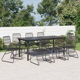 Vrtna garnitura - 9-dijelni vrtni blagovaonski set od PVC ratana crni - 9 Cijene