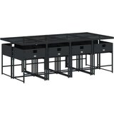  9-dijelni vrtni blagovaonski set s jastucima crni od poliratana | shoptok.hr