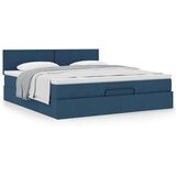 vidaXL Otomanski posteljni okvir z vzmetnico moder 160x200 cm blago | Shoptok.si