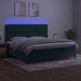 Krevet box spring s madracem LED tamnozeleni 200x200 cm baršun | shoptok.hr