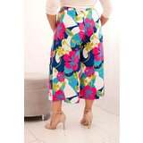 Kesi Włoski Women's Plus Size viscose trousers with floral pattern fuchsia | Shoptok.si
