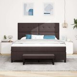  Krevet s oprugama madracem i klupom tamnosmeđe boje 180x200 cm tkanina | shoptok.hr