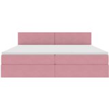  Postelja s shranjevanjem z vzmetnico Roza 200 x 200 cm Žamet, (5000100964) | Shoptok.si
