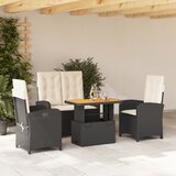 vidaXL 4-dijelni vrtni blagovaonski set od poliratana s jastucima crni | shoptok.hr