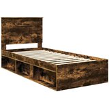  Krevetna konstrukcija s uzglavljem Dimljeni hrast 90 x 200 cm Smeđa 93 x 210 x 100 cm | shoptok.hr