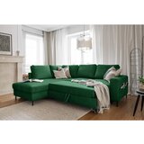 Miuform Temno zelena raztegljiva kotna sedežna garnitura iz rebrastega žameta (levi kot) Lofty Lilly – | Shoptok.si