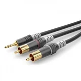 Hicon HBA-3SC2-0600 utičnica / Cinch audio priključni kabel [2x muški cinch konektor - 1x 3,5 mm banana utikač] 6.00 m crna