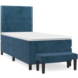 vidaXL Box spring postelja z vzmetnico temno modra 80x200 cm žamet, (20901115) Cene