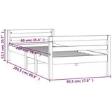  Za krevet sivi 90 x 200 cm od masivne borovine | shoptok.hr