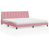 Krevet s madracem Hanko ružičasti 200x200 cm baršunasti | Eponuda.com
