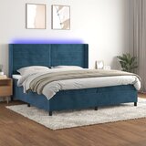 The Living Store Box spring postelja z vzmetnico LED temno modra 200x200cm žamet - Box Spring Postelja, (21492384) Cene