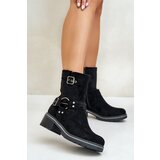 Boto Women's Low Heel Boots With Buckles Black Zudra | Shoptok.si