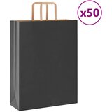 vidaXL Papirnate vrečke 50 kosov z ročaji črne barve 32x12x42 cm Cene