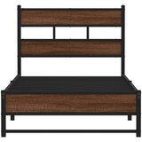  Metalni okvir kreveta bez madraca smeđi hrast 107x203 cm | shoptok.hr
