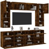 vidaXL 6-dijelni set zidnih TV ormarića LED boja dimljenog hrasta | shoptok.hr