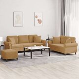 vidaXL Sedežna garnitura 3-delna z vzglavniki rjav žamet | Shoptok.si