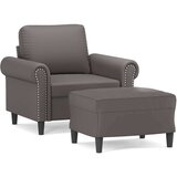 vidaXL Fotelja s tabureom siva 60 cm od umjetne kože | shoptok.hr