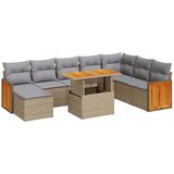 Maison Chic Seti vrtnega pohištva - Vrtna garnitura - Vrtni pohištvo set z blazinami 9-delna bež ratan/akacija, (21796570) | Shoptok.si