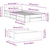  Okvir kreveta s ladicom bijeli 90 x 190 cm konstruirano drvo | shoptok.hr