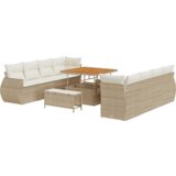 vidaXL 11 delna vrtna sedežna garnitura z blazinami Bež poly rattan Acacia | Shoptok.si