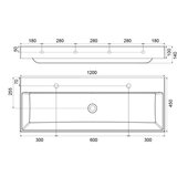 Ravak XJO01212000 Natural 120 x 45 cm dvojni umivalnik iz litega marmorja z 2 odprtinama | Shoptok.si