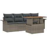 vidaXL 5-Komadni vrtni sofa set s jastučićima sivi poli ratan, 2-Sjedalna vrtna sofa s pohranom i jastučićima sivi poli ratan Cijene