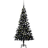  Umjetno osvijetljeno božićno drvce s kuglicama crno 180 cm PVC Cijene