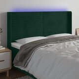 LED uzglavlje tamnozeleno 163x16x118/128 cm baršunasto | shoptok.hr
