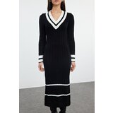 Trendyol Black Midi Knit Color Block Dress | Eponuda.ba
