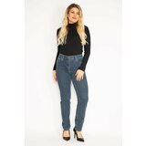 Şans Women's Plus Size Navy Blue 5 Pocket Jeans Trousers Cene