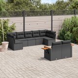 Maison Chic Seti vrtnega pohištva - Vrtna garnitura - Vrtni pohištvo set 9-delna z blazinami črn poli ratan, (21804807) | Shoptok.si